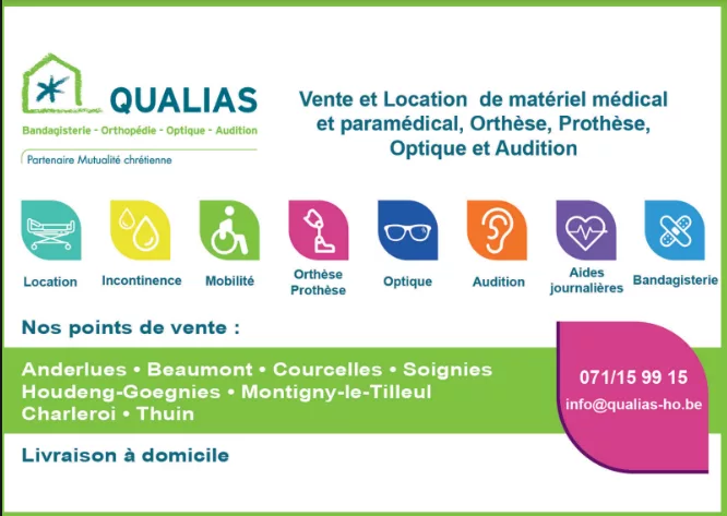 QUALIAS – Votre spécialiste en matériel médical, orthopédie, optique et audition sur Thuin